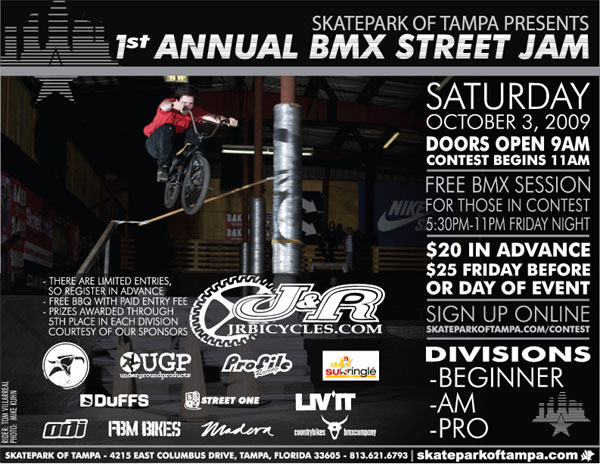 The 1st Annual BMX Street Jam is on October 3