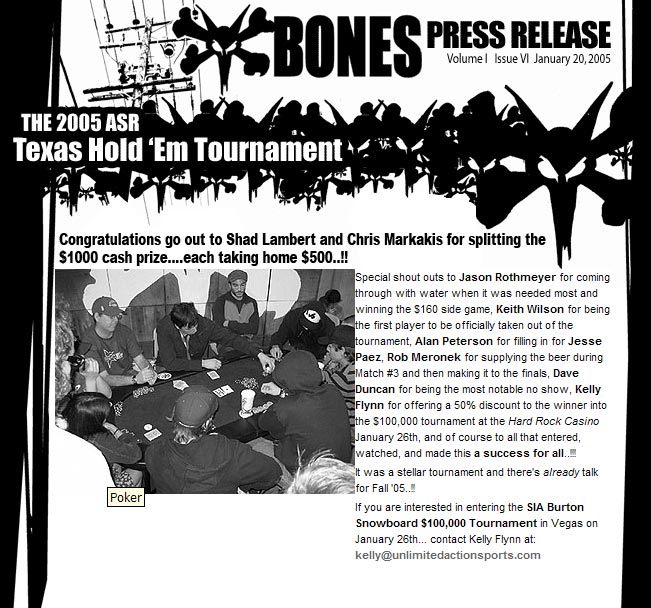 Bones Texas Hold 'Em Tournament at ASR