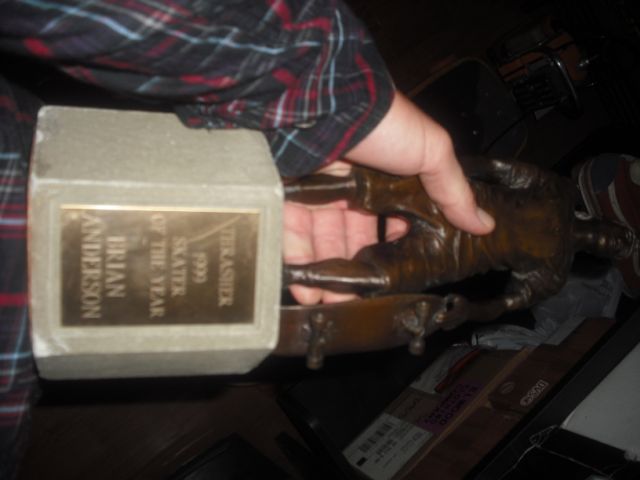 Brian Anderson's actual Skater of the Year trophy