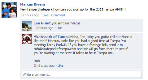 Kid asks about getting in Tampa Am