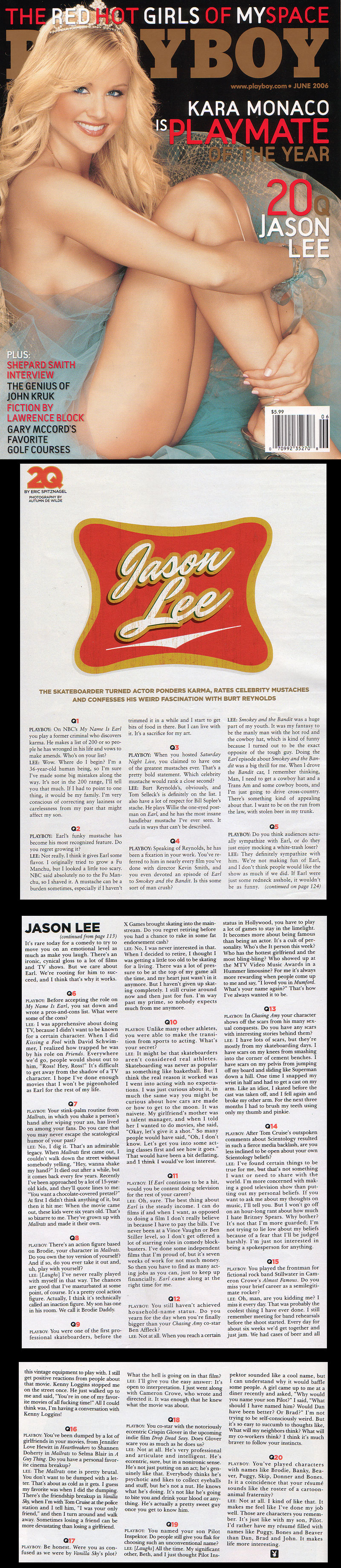 Jason Lee's interview in Playboy