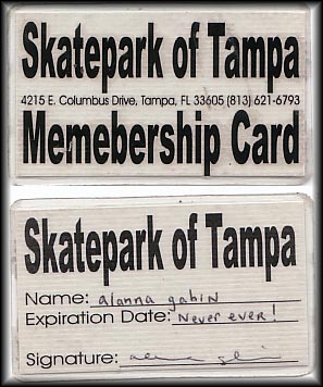 Skatepark of Tampa OG Membership Card
