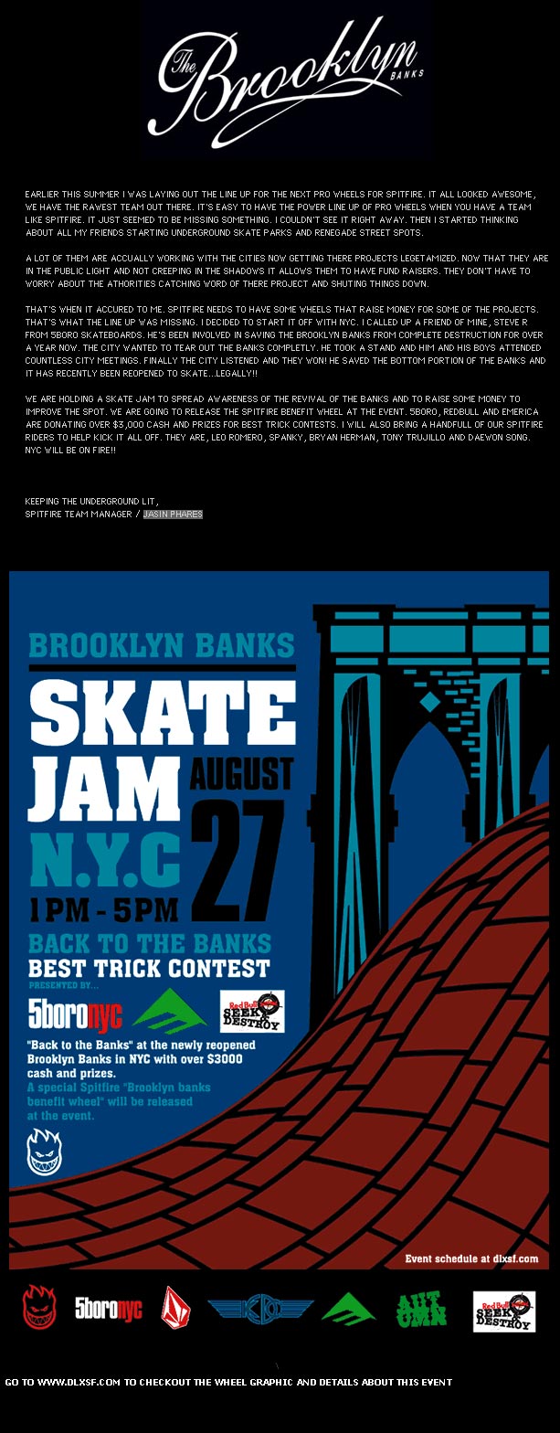 Brooklyn Banks and Spitfire Wheels