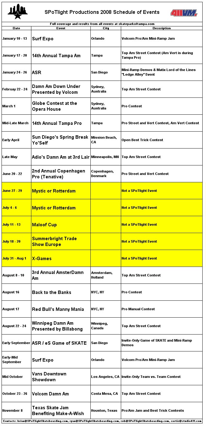 SPoTlight Productions 2008 Schedule