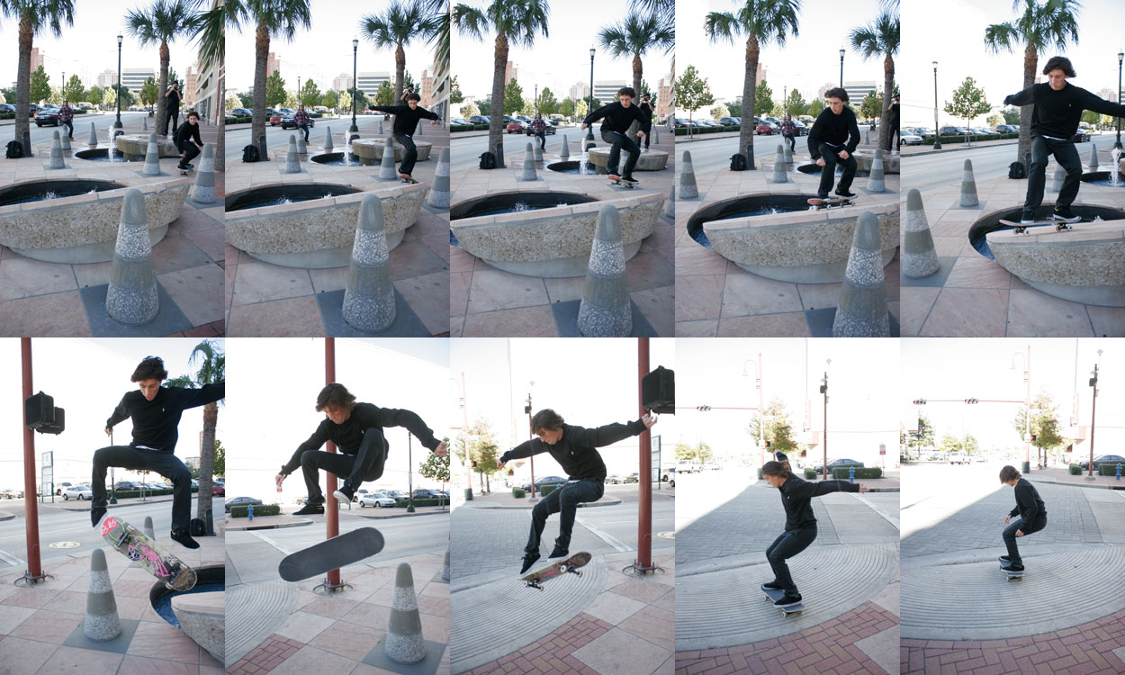 Knibbs blasted this kickflip with ease